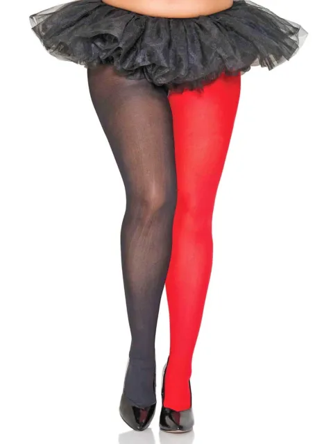 Plus Size Mismatched Jester Tights Two Tone Pantyhose Womens Queen