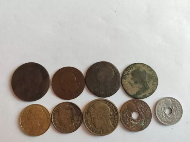 Lot Frankreich und Italien Emanuele 9 Stück Centimes + Francs