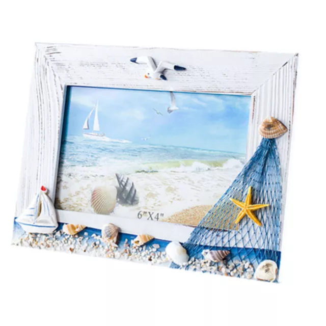 Desktop Wooden Ocean Photo Frame Picture Summer Shell Frames Beach Ornament Gift