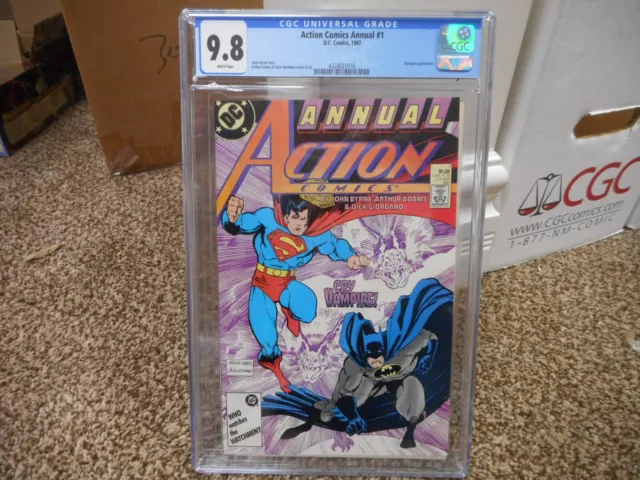 Action Annual 1 cgc 9.8 DC 1987 Batman Superman Vampire WHITE pgs John Byrne NM