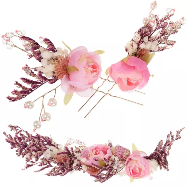 3pc Bridal Floral Hairpins Wedding Headpiece Hair Accessory