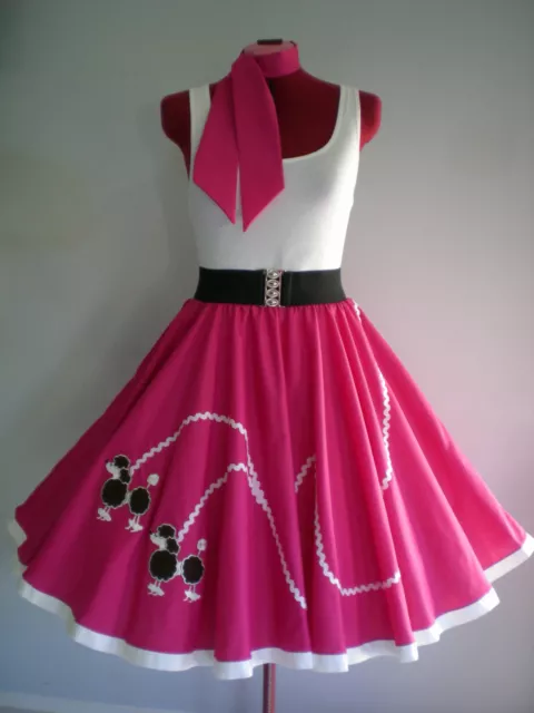 ROCK N ROLL/ROCKABILLY  "POODLE" SKIRT-SCARF S-M Hot Pink.