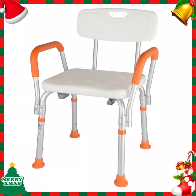 Free Post Adjustable Medical Shower Chair Bathtub  Bath Seat Aid Stool- Orange