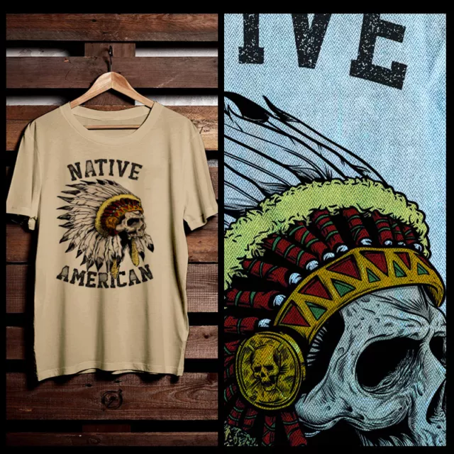 Native American T-shirt Indian Warrior Arrow tomahawk Indigenous headdress tee