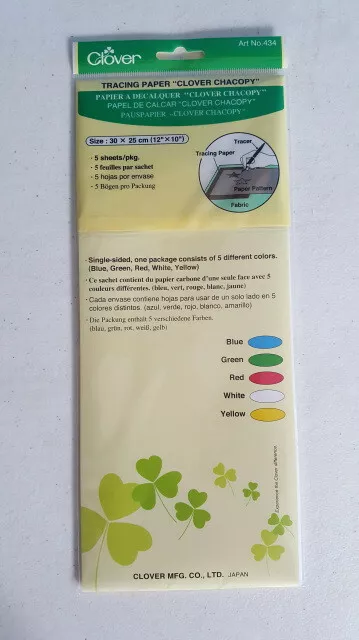 Clover Chacopy Transfer Paper, 5 Sheets Suitable for Japanese Sashiko Stitching