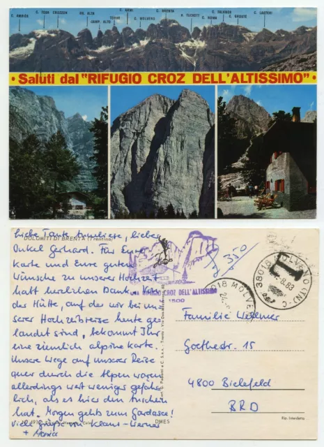 81087 - Rifugio Croz dell'Altissimo - postcard, run 24.8.1983 - additional fee