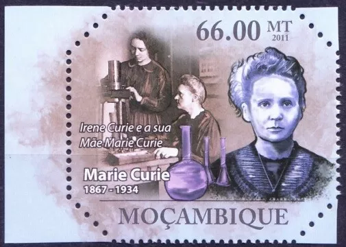 Mozambique 2011 MNH, Irene & Marie Curie Nobel winner, Odd Shape  [D34]