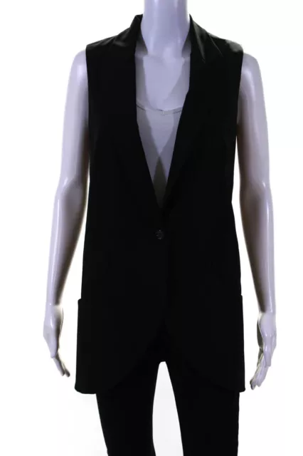 Elizabeth and James Womens Sleeveless Blazer Jacket Black Size 4