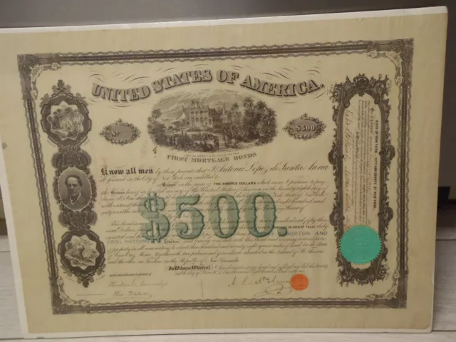 RARE Piece Original 1866 MEXICO SANTA ANA BOND w AUTOGRAPH Bond #1375