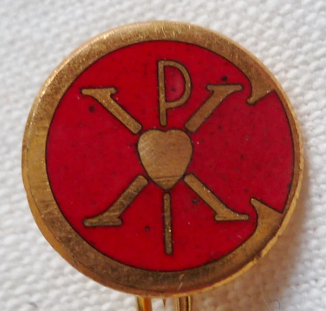 Ancien Insigne Boutonnière Catholique – Saint Pie X, Cœur Sacré – France