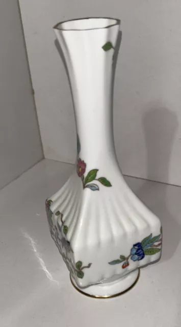 AYNSLEY BONE CHINA Garden Bird Floral PEMBROKE Bud Vase Made in England  7"