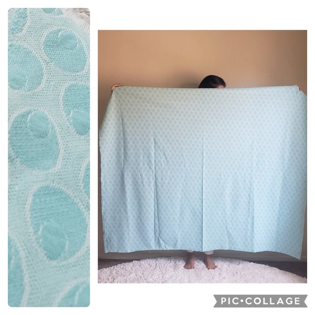 1960s Vintage Aqua Mint Turquoise Fabric Martini Olive Peacock Feather Pattern