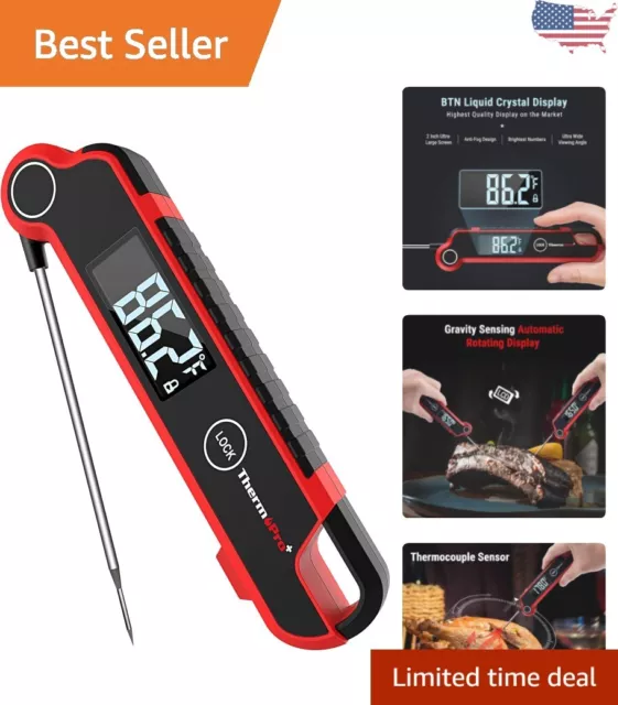 Ultra-Fast Waterproof Instant Read Meat Thermometer - Large LCD Display