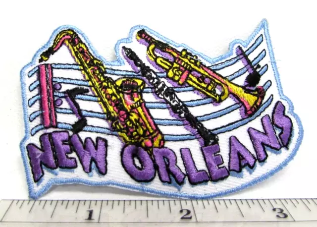 Vintage New Orleans Louisiana Jacket Patch Trumpet Saxophone Travel Souvenir
