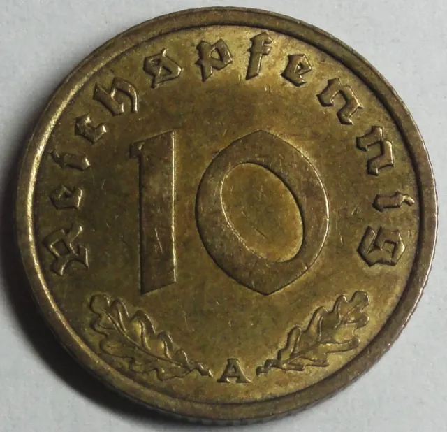 3. Reich 10 Reichspfennig 1939 A - Adler - fast st / near unc. mit Münztasche