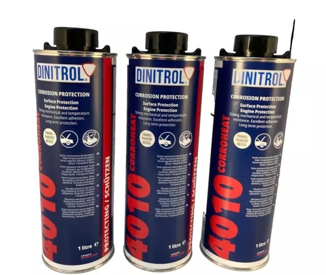 3 x DINITROL 4010 Corroheat High Temperature Rust Proofing 1 Litre 1L Can