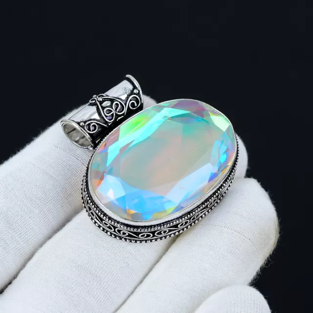 Rainbow Mystic Topaz Pendant Gemstone Handmade 925 Sterling Silver Pendant