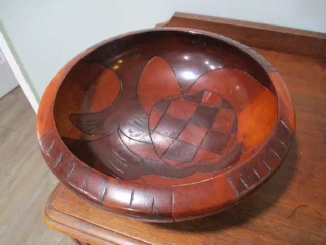 Hand Carved Centerpiece wooden teakwood salad or fruit pineapple bowl 11.5x4''