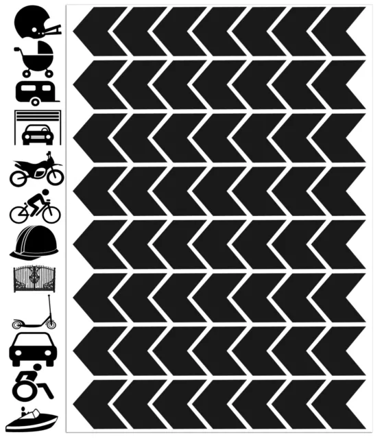 56pcs Kit Warning Set Reflective Tape Stickers Moto Rim Helmet Bicycle Car Black