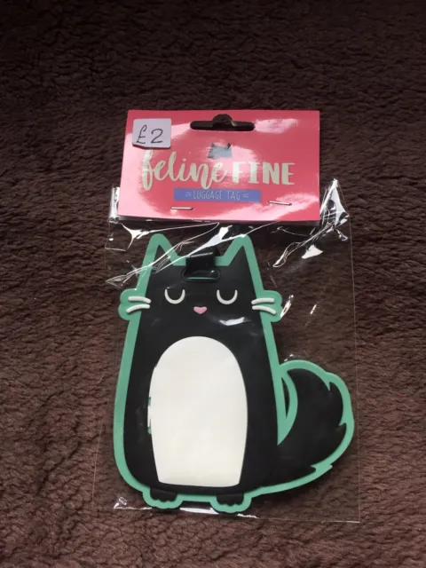 Luggage Tag For A Cat Lover - Feline Fine Black Cat -Last One! (Cats Protection)