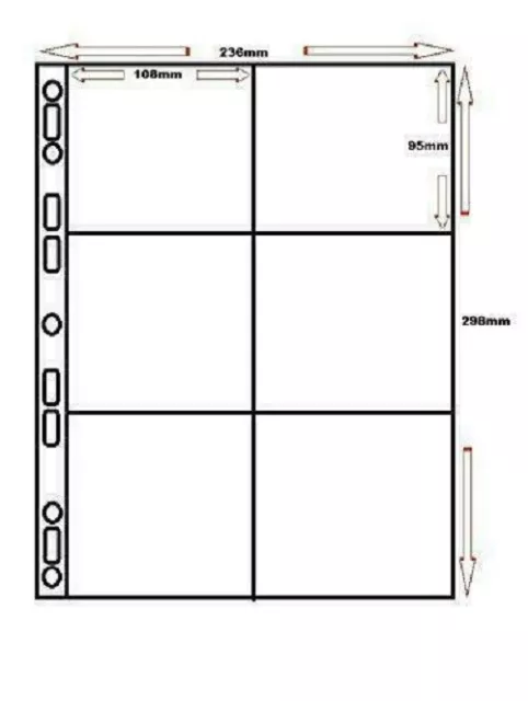 Four A4, 6 pocket stock pages for trading cards, photos, coins, etc. Unused.