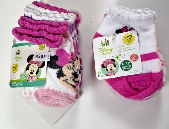NEW 6 PAIRS Minnie Mouse Fold-Over Non Skid Socks Size 6-12M Ns213 $12. ...