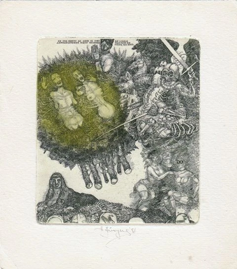 Exlibris Bookplate Radierung Harry Jürgens 1949 Akte Ritter Akt