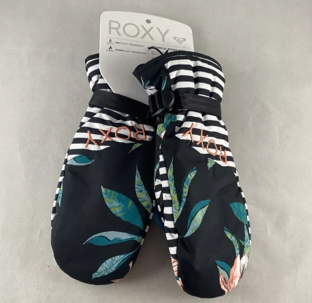 ROXY 'Jetty SE' Ski Snowboard Mitt Gloves, S M - True Black Tropical Day (KVJ7)