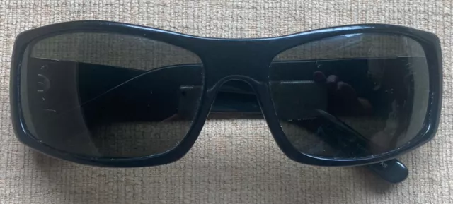 BAD LENSES Dragon Chrome Polished Black Frame Wrap Rectangle Sunglasses Japan