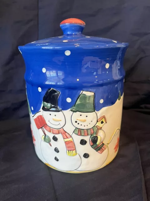 Vintage Debra Kelly Winter Frosty Snowman Cookie Jar