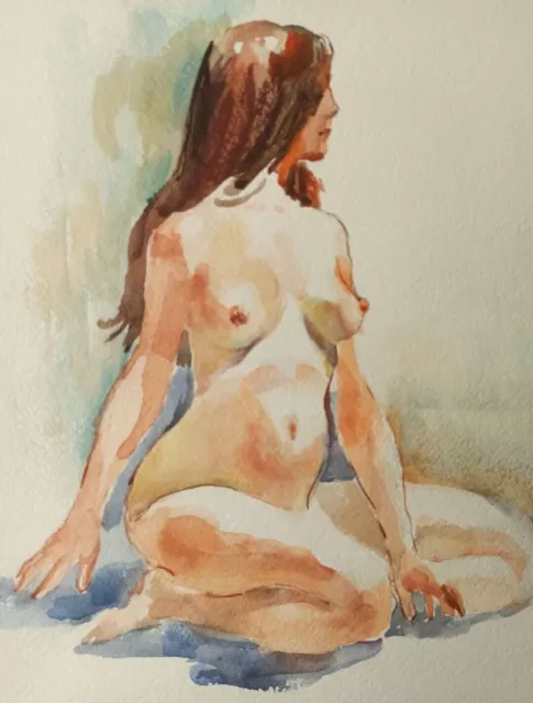 Woman Painting Original Female Nude Modern Collectible Artwork 14/11 inches