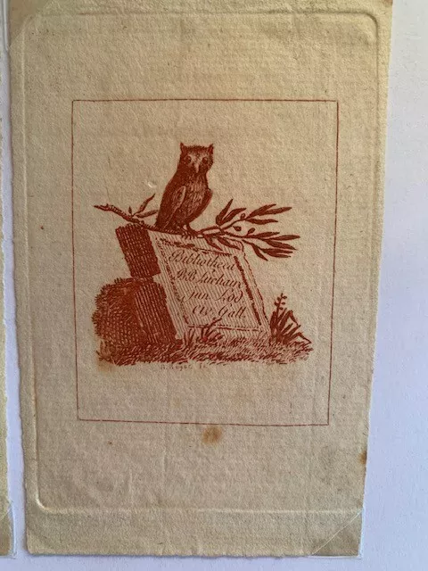 Ex-libris LUCHAIRE B.B., L2616, 58 x 46 mm, 18è, graveur ROGER, rouge
