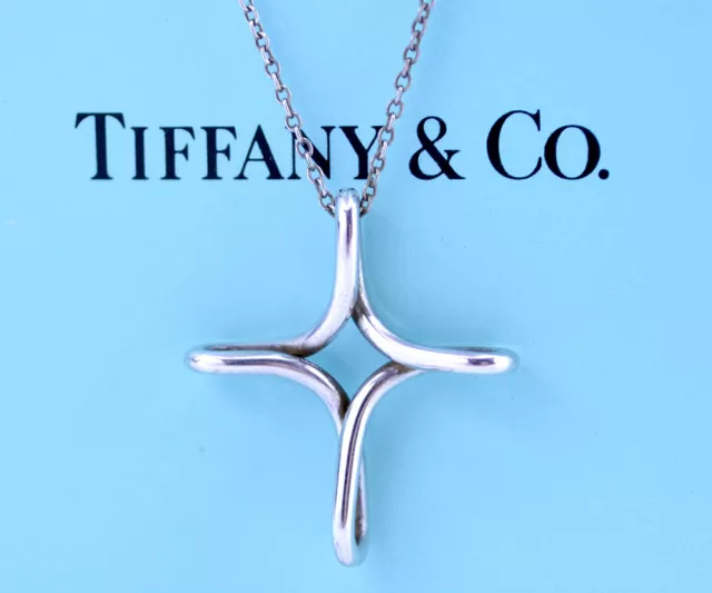 Tiffany & Co. Infinity Cross Necklace 16" Silver 925 Peretti Auth w/BOX #24003
