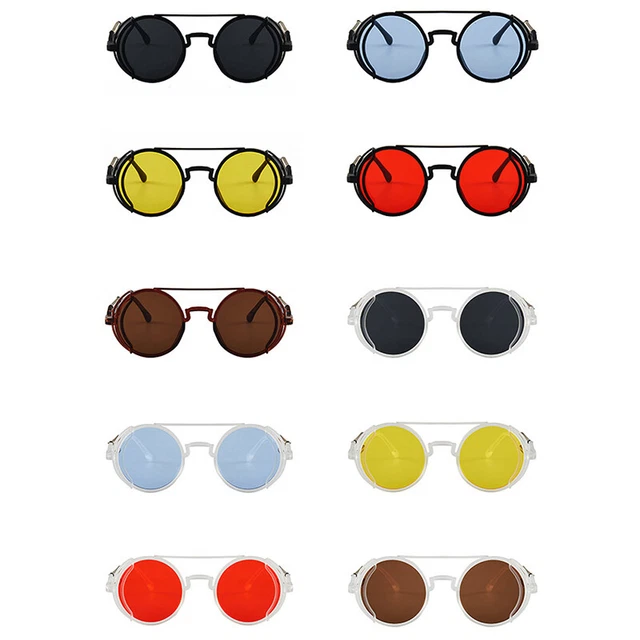 Occhiali da sole punk steampunk retrò uomo rotondi punk eyewear donna UV400'YH Sg