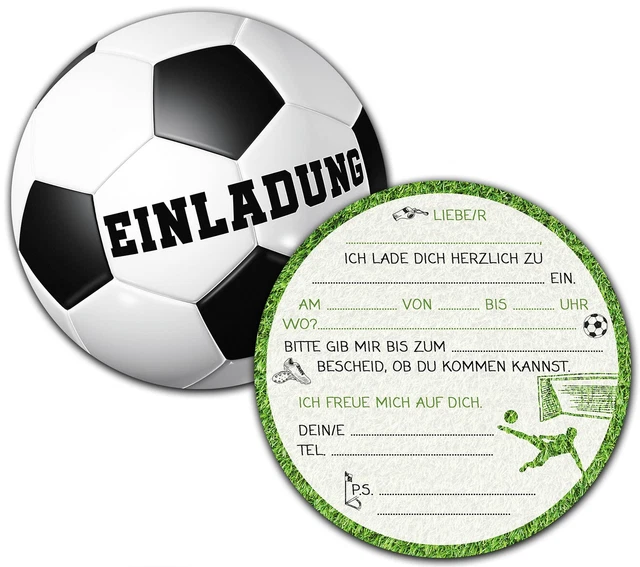 12 Biglietti D'Invito Per Compleanno A Tema Calcio – Formato A6, Con Vernice UV, Fatti In Germania - 4