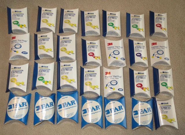 Lot Of 28 Pairs New E-A-R  Foam Ear Plugs/Plug Pods in Pillows~ Most are Corded