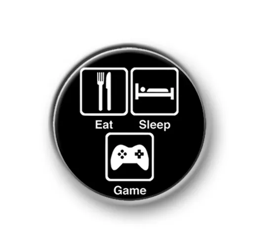 EAT, SLEEP, GAME / 1” / 25mm pin button / badge / online / console / Xbox / Sony