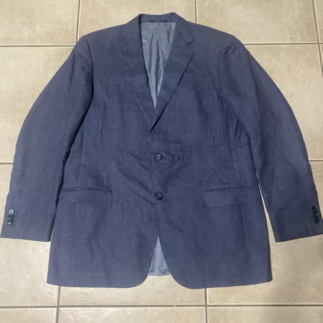 NICE Ermenegildo Zegna Blazer Men's 46L US 56 IT Blue Coat Linen Cotton Spain