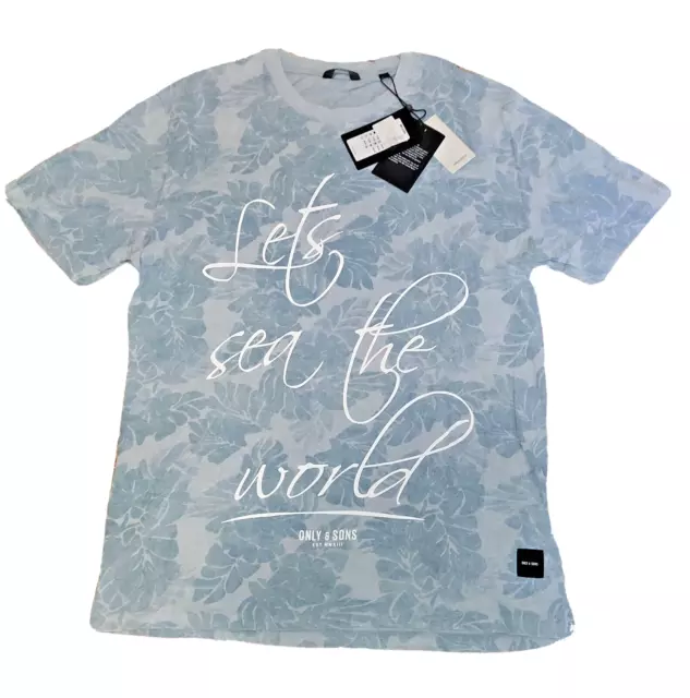 Camiseta Only & Sons de Hombre Azul Nueva con Etiquetas. Jordan Nike Streetwear