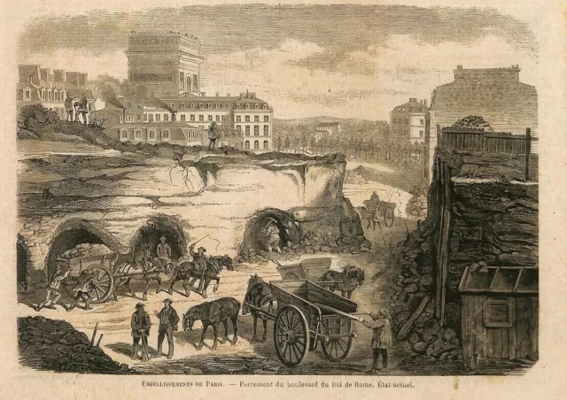 Paris / Percement Du Boulevard Du Roi De Rome / Gravure Engraving 1862