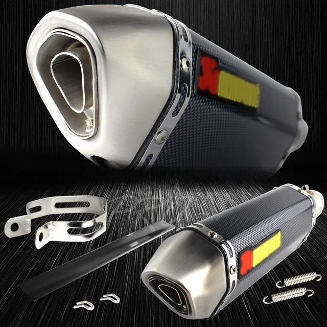 1.5"-2" Inlet 1.25"Silver Rolled Tip Carbon Look Performance Exhaust Muffler Kit