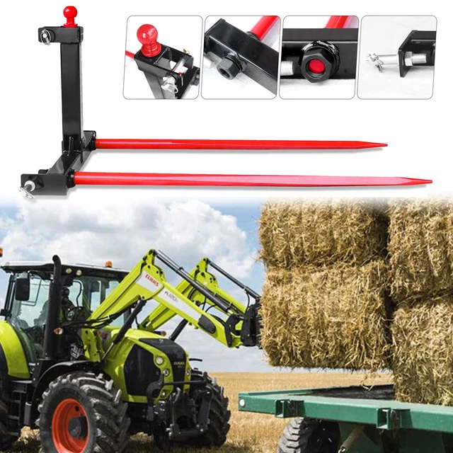 49" 3000lbs Hay Bale Spear Stabilizers Category 1 Tractor 3 Point Trailer Hitch