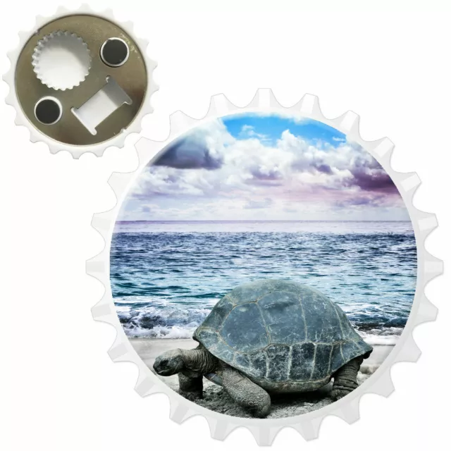 Big Old Turtle Walking On Beach Bottle Opener Fridge Magnet