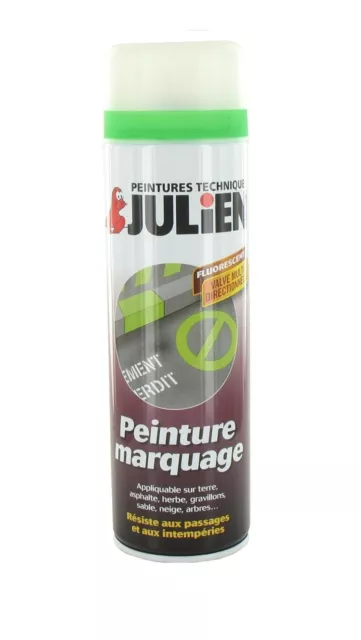 Bombe Peinture Chantier Marquage Tracage Vert Fluo Julien Aerosol 500 Ml