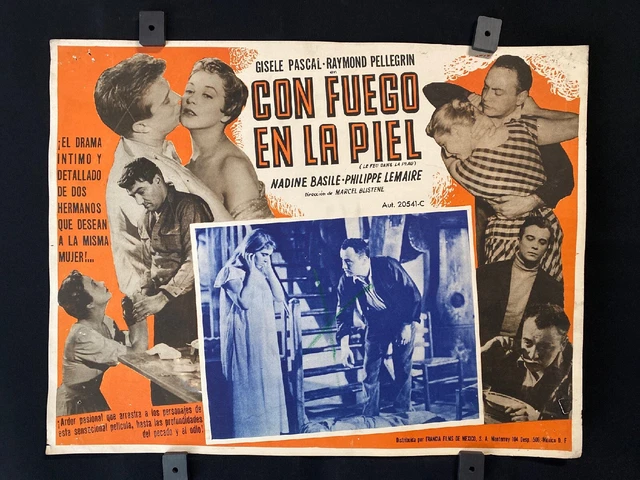 1954 Le Feu dans la peau GISELE PASCAL France Authentic MEXICAN LOBBY CARD 16x12
