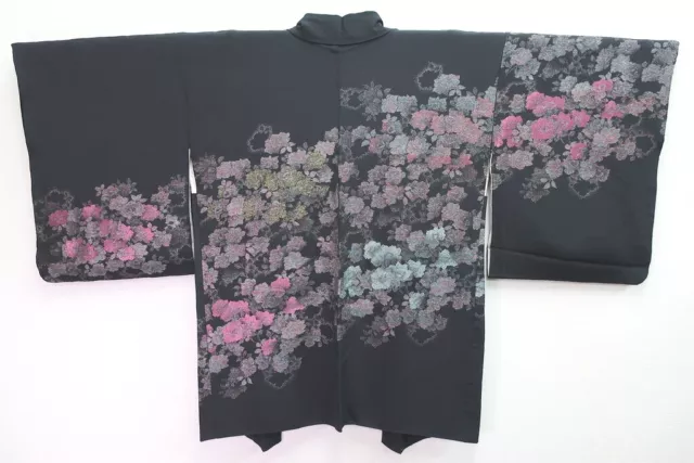8365D1 Silk Vintage Japanese Kimono Haori Jacket Rose