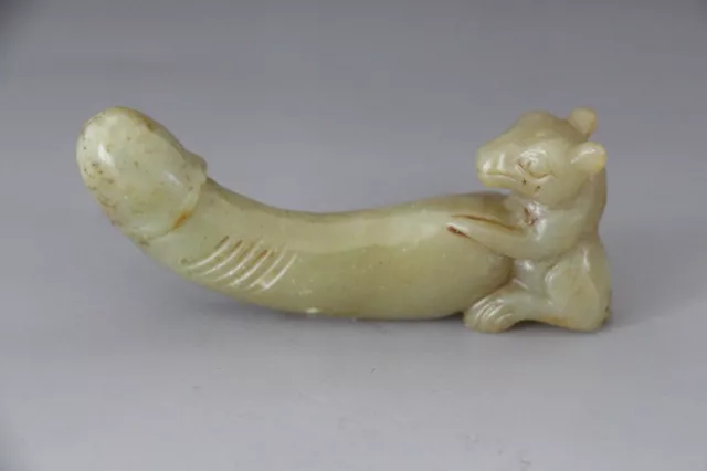 Chinese Antique Qing Dynasty Hand-Carved Old Hetian Jade Ancestors Statues