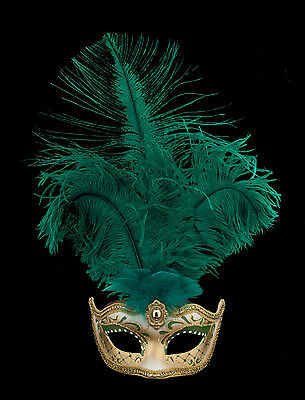 Mask from Venice Colombine IN Feathers Ostrich Shayla Green 1454 VG10