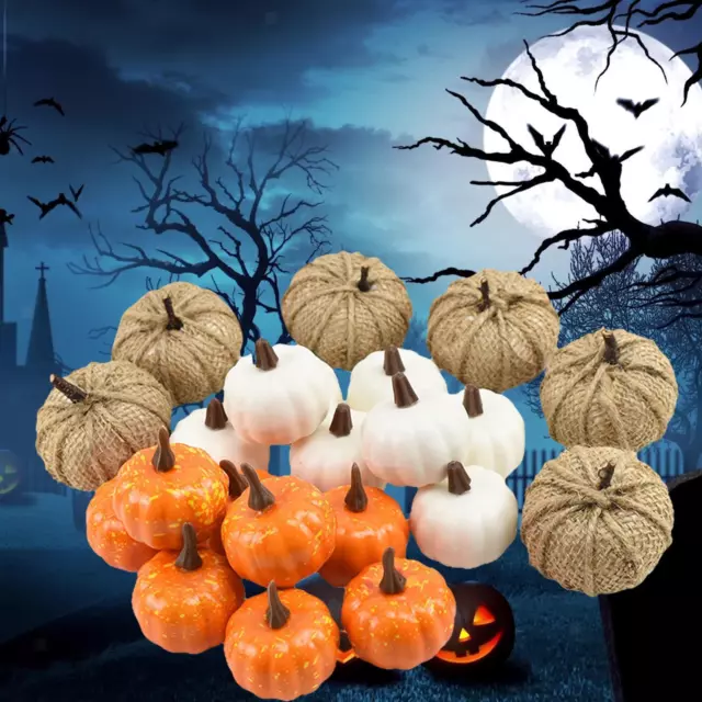 22PCS Rustic Harvest Foam Artificial Pumpkins for Halloween Kitchen Decor