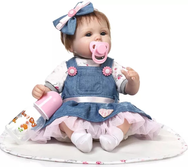 UK 22" Reborn Dolls Baby Handmade Vinyl Silicone Realistic Newborn Doll Gift